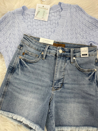 Judy Blue Tummy Control Fray Shorts