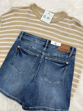 Judy Blue Tummy Control Mid Length Shorts