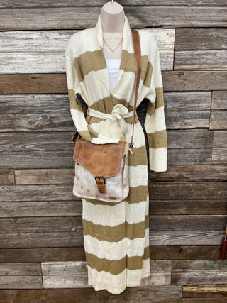 Emily Striped Pointelle Maxi Cardigan