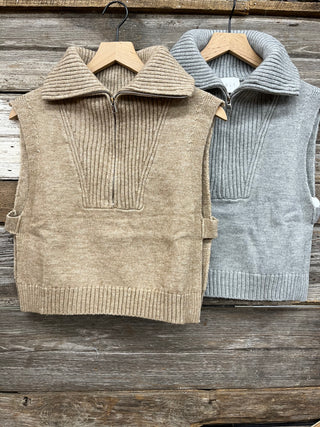 Hallie Zip Neck Sweater Vest