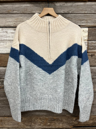 Veta Chevron Half Zip Sweater