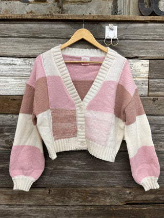 Glinda Color Block Checkered Cardigan