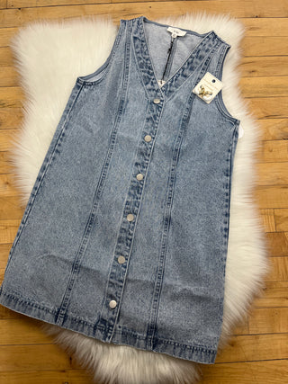 Monique Button Down Denim Mini Dress