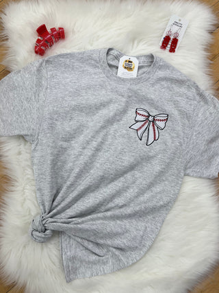 Bows & Baseball Embroidered Tee