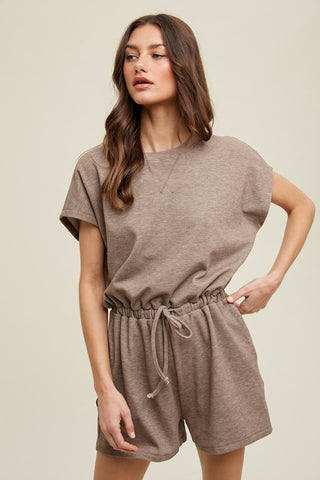 Heather Dolman Romper with Drawstring