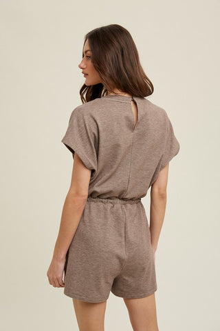 Heather Dolman Romper with Drawstring