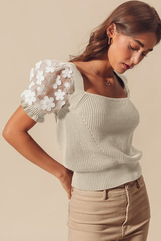 Molly Puff Sleeve Sweater Top - Short Sleeve