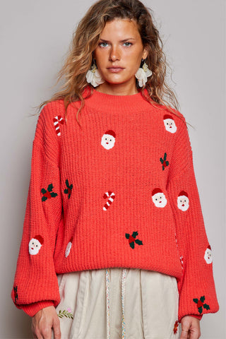 Holly Holiday Embroidered Sweater