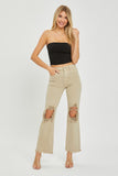 Risen High Rise Knee Distressed Straight Pants