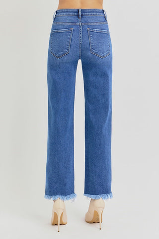 Risen High Rise Ankle Straight Jeans