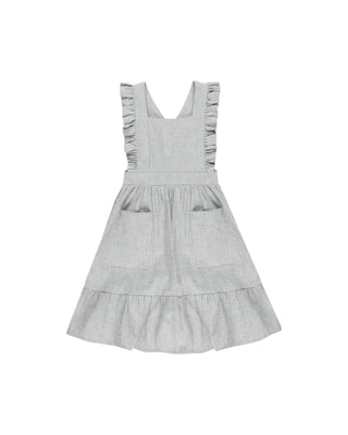 Rylee+Cru Ruffle Pinafore Dress - Blue Microstripe