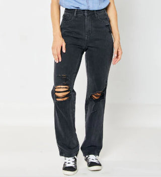 Judy Blue High Rise Rigid Front Black Jeans