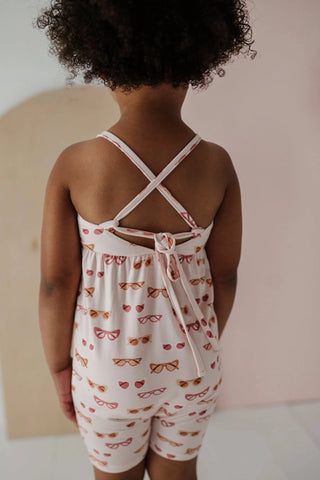 Girl's Tie-Back Romper - Retro Shades