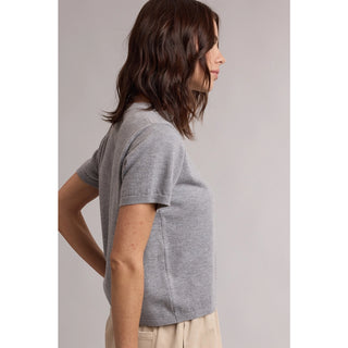 Leslie Classic Short Sleeve Crewneck Knit Sweater Top