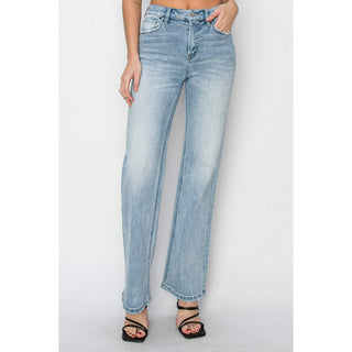 Risen High Rise Straight Jeans - Light Wash