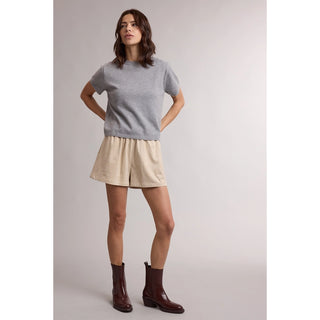 Leslie Classic Short Sleeve Crewneck Knit Sweater Top