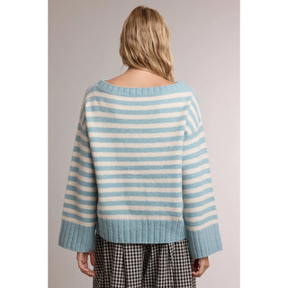Michelle Boat Neck Striped Knit Sweater