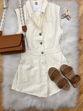 Haley Collared Neck Button Up Romper