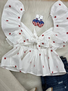 FINAL SALE-Oh My Stars Tie Back Babydoll Top