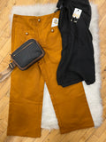 Bethany Gold Button Detail Canvas Pants