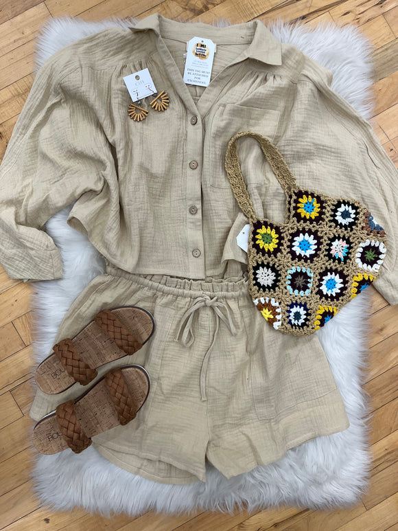 Camille Long Sleeve Top And Shorts Set