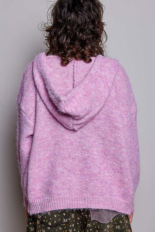Callie Cozy Knit Hooded Button Cardigan