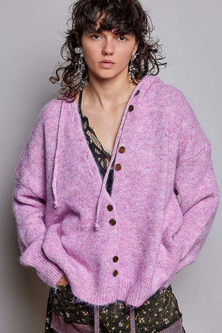 Callie Cozy Knit Hooded Button Cardigan