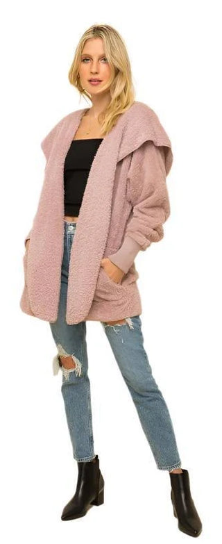 Sandy Lightweight Fuzzy Hoodie w/Pockets