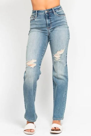 Judy Blue Straight Leg Distressed Dad Jean