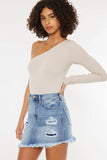 Kancan Maylan Asymmetrical Distressed Hem Mini Skirt