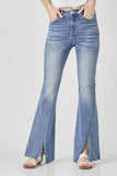 Risen High Rise Twisted Hem Flare Jeans