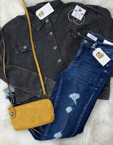 Ivy Cropped Waffle Shacket